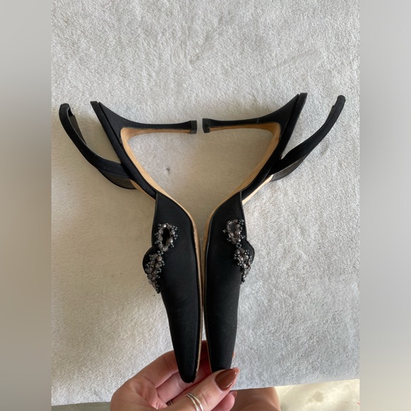 Manolo Blahnik Satin Crystal Embellished Sling Back - Picture 4 of 16